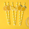 Lemon Biodegradable Paper Straws，Lemon Birthday Party Striped Decorative Straws -