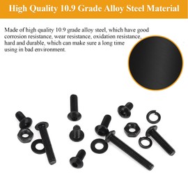 Sutemribor M3 Screw Nut Washer Set Black 565pcs M3 x 5/6/8/10/12/16/20mm Button Head Socket Cap Screw Nut Washer Assortment Kit 10.9 Grade Alloy Steel with Full Thread