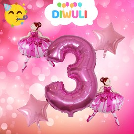 DIWULI Ballerina Birthday 3 Years - Ballerina Balloons