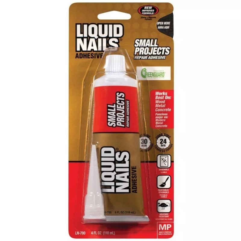 Liquid Nails Waterproof Adhesive 4oz Strong Bond for Wood Metal