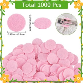 SUNNYCLUE 1000Pcs Pink Felt Circles Mini Felt Fabric 25mm Pre Cut Non Woven Soft Flat Round Disc Shapes Universal Needlework Handcrafts Circle Pads for DIY Crafting Sewing Glue Projects Accessories