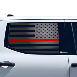 BOGAR TECH DESIGNS Precut Side Window American Flag Vinyl Decal Sticker Compatible with Toyota Tundra 2022-2025, Thin Red Line
