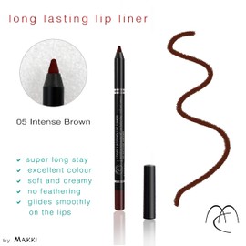 Intense Brown Makki Long Lasting Lip Liner glide pencil intense colour creamy no feathering smooth glide with a very unique texture, long lasting, excellent coverage