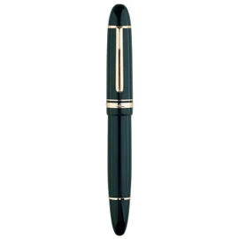 erofa Majohn P141 Piston Fountain Pen NO.8 Fine Nib, Green Resin with Ink Window Writing Gift Pen with Box, Gold Trim
