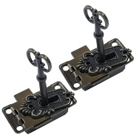 Hitefu 2 Sets Skeleton Key Lock Antique Bronze Cabinet Cupboard Furniture Decorative Lock Case Box Lock Replacement with Key and Screws