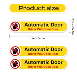 Automatic Door Sticker, 5 x 1 Inches Waterproof Vinyl Stickers, Automatic Door Do Not Touch Warning Stickers, Driver Will Open Door Sign Car Decal for Car Vehicle Taxi Window（3 Pack）