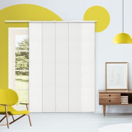 Adjustable Panel Track Blinds for Sliding Glass Door, 46"-86" W x 0-96" H, Trimmable Vertical Blinds for Patio Doors, Open Spaces and Room Dividers, Light Filtering, Wilshire White, by YELLOW BLINDS