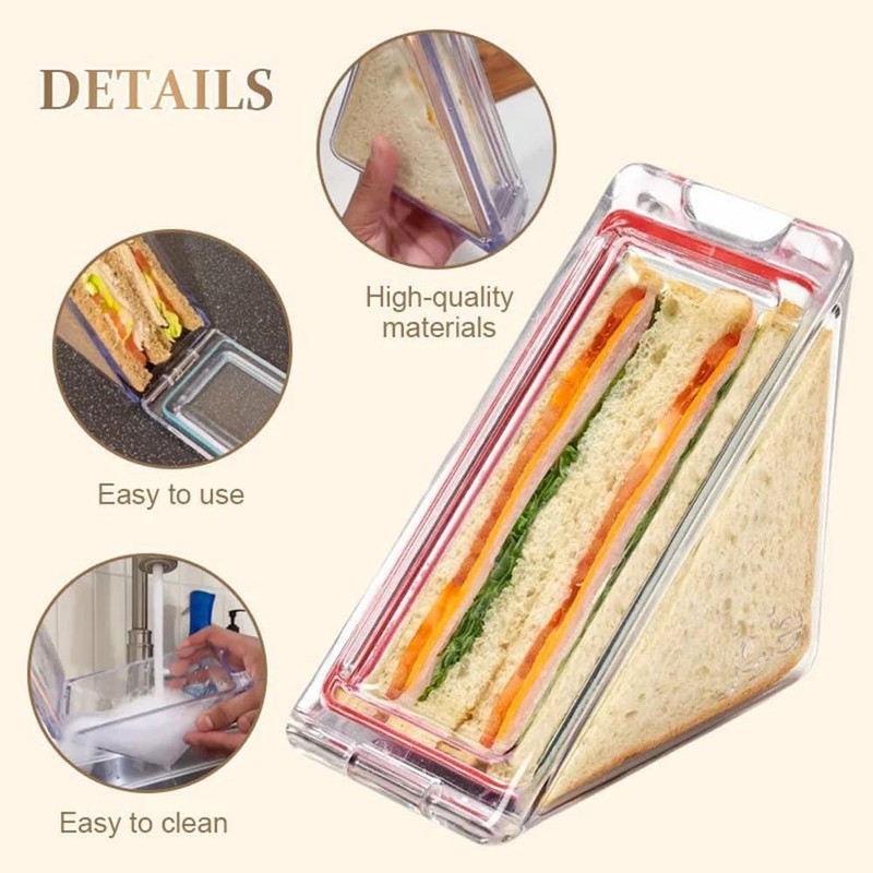 2Pcs Triangle Sandwich Container, Triangle Sandwich Container Reusable, Washable Sandwich