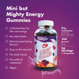 HIGH5 HIGH5 Energy Gummies - 144x Quick Release Carbohydrate Supplements for Running, Cycling, Endurance - Natural Vegan Energy Chews with Electrolytes & Vitamin B6-22g Carb per Serving (Mixed Berry)