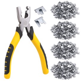 1200pcs Wire Cage Clips with Hog Ring Pliers Fencing Plier Snap-Ring Pliers Hog Wire Fence C Clip for Bird Quail Rabbit Chicken Cage