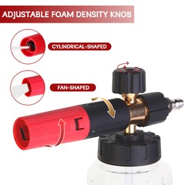 DANCINGBOAR Improved Foam Cannon Snow Foam Lance, 1L Adjustable Foam Lance Foam Nozzle with 1/4 Quick Connector for Pressure Washer, Foam Gun, Car Wash (Black & Red)