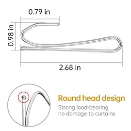 50 ganchos de cortina de metal resistente de 2.7 pulgadas para ventana, puerta, ducha, sala de estar, RV