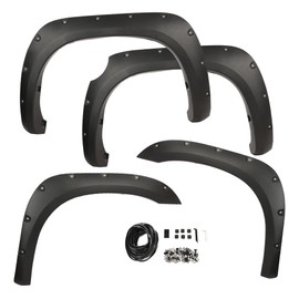 G-PLUS Fender Flares Fit For 2007 2008 2009 2010 2011 2012 2013 Toyota Tundra, Wheel Arch Cover Trim, Paintable Matte Pocket, Textured Riveted Style Front & Rear