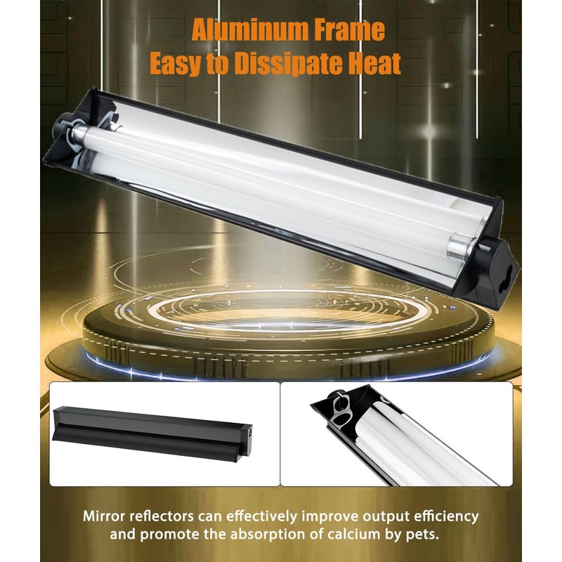 MouMouPurr 24W T5 UVB Reptile Light Fixture Combo Kit –
