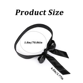 Bridal Wedding Satin Sash Belt, Wedding satin sash belt, Women Satin Sash Belt, Bow Knot Decorated Waist Belt, Long Sash Dress Belt for Women, for special occasion dress bridal sash, black