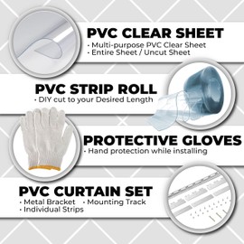Acepunch 4x7' Clear PVC Strip Curtain Kit - 48" Width x 84" Height Heavy Duty, Waterproof, Insulation for Warehouse, Freezer, Garage AP1173