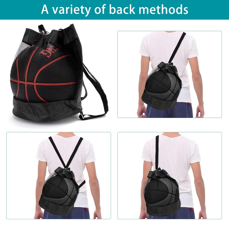 DHSWNNG Pack of 2 Basketball Bag, Ball Net 1 Ball,