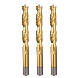 QUARKZMAN Pack of 3 Brad Point Drill Bits 12.5 mm (31/64 Inch) Diameter Straight Round Shank Metric Brad Point Spiral Twist Drill Bit for Carpenters Woodworking Plastic Rubber Golden