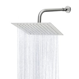 Cabeza de Ducha de Lluvia de Alta Presión, Regadera Cuadrada de Acero Inoxidable de 10 Pulgadas, Cabezal de Ducha de Lluvia Ultrafina con Montaje Fijo