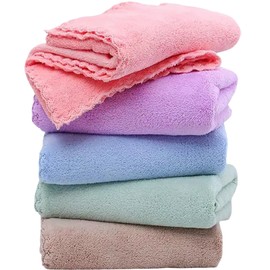 Premium Coral velvet Washcloths Set-5 Pack, Ultra Soft & Highly Absorbent Face Towels for Bath, Spa & Gym, Soft Feel Fingertip Towels Quick Drying Microfiber Hand Towel 29.5” x 13.8”Large Wash Cloths.