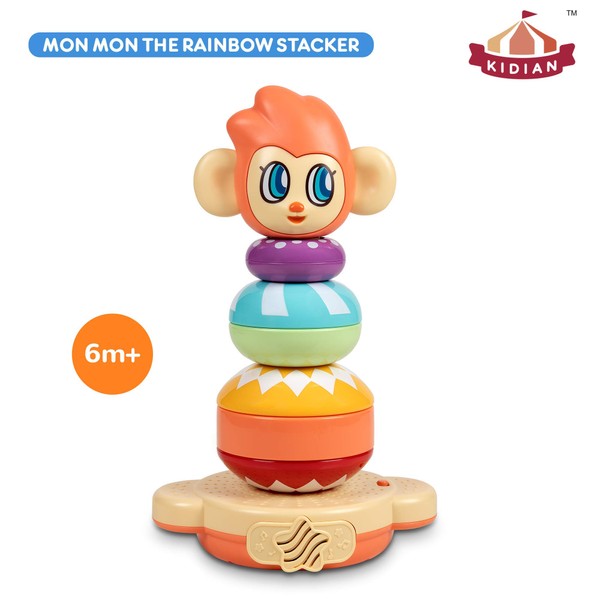 Flybar Kidian Stacking Toys - Mon Mon The Rainbow Stacker, Baby Stacking Toy, Toddler Stacking Toy, Musical Stacking Toys for Toddlers 1-3