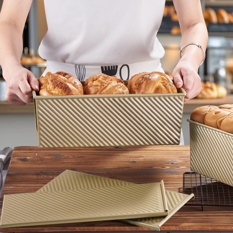CURTA Commercial Pullman Loaf Pan with Lid 2.2 lb Dough