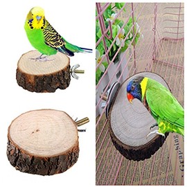 Bird Perch Stand, Round Wood Coin Parrot Bird Cage Perches Grinding Stick Platform Pet Budgie Hanging Toy for Pet Hamster Parrot Cages