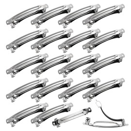 20 PCS Blank French Barrette Hair Clip Set, Silver Metal DIY Craft Hair Accessories Barrette Clips Snap Clasps for DIY Craft Bows for Women