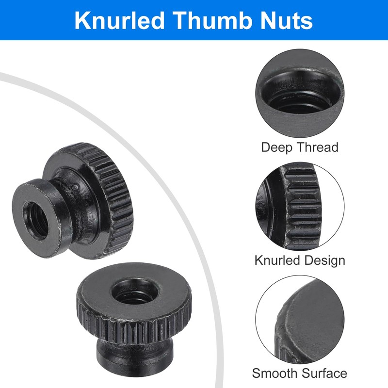 sourcing map Knurled Thumb Nuts, 6Pcs M4 x 12 x