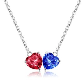 Iefil July & September Birthstone Necklaces - Ruby & Necklace, Heart Birthstone, Jewelry Gifts for Wife Girlfriend Mom