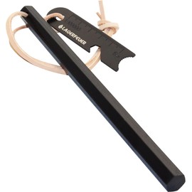 LAGERFEUER Hexa-Shaped Fire Starter, Hexagonal, Ferrocerium, Genuine Leather, Leather Cord, Flint Stone, Bushcraft, Survival Tool, 7.9 inches (200 mm)