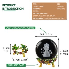 2.3in 3D Crystal Guardian Mother Angel Ball Figurine with Rose Base Laser Engraved Glass Angel Memorial Gifts for Mom Women