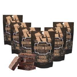 McCaffrey Protein Bites – Fudge Brownie Flavor – 6 Multi-Serving 4oz Bags – 4g of Protein per Serving – Gluten-Free, Vegan, High Fiber Energy Snack for Active Families