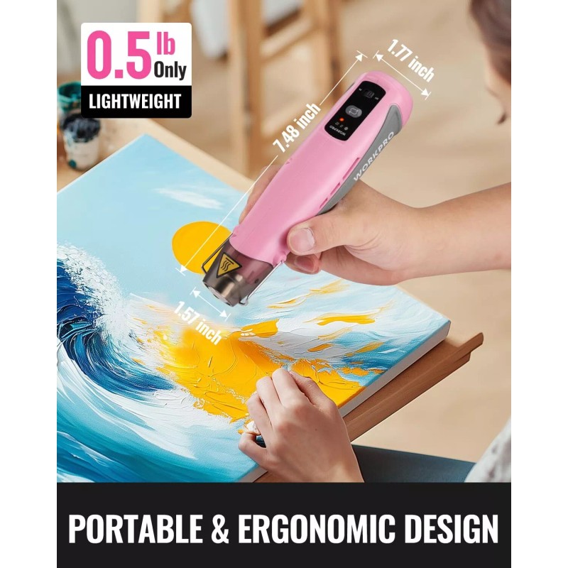 WORKPRO 7.2V Mini Cordless Heat Gun 680℉ Hot Air Gun