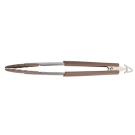 Anolon SureGrip Dishwasher Safe Nonstick Locking Cooking Tongs Set/Salad Serving Tools, 9 Inch and 12 Inch, Bronze Brown