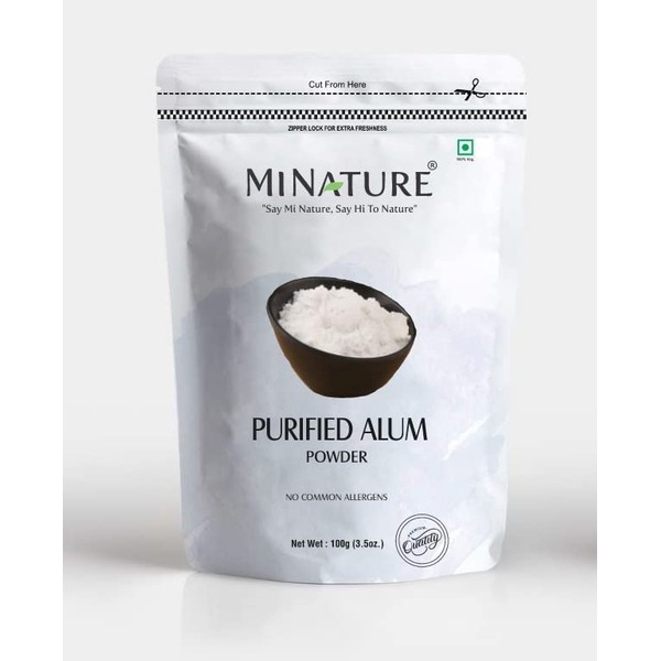 Purified Alum Powder (Potassium Alum Powder)(phitkari) by mi Nature | 100g(3.5 oz)| 100% Only Alum Powder | Nothing Added