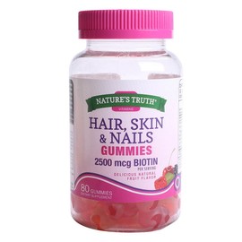 Nature's Struth Hair & Skin & Nails 2500mcg Biotin Natural Fruit Gummies, 1 unit, 80 tablets / 네이쳐스트루쓰 헤어 & 스킨 & 네일 2500mcg 비오틴 내추럴 프루트 구미, 1개, 80정