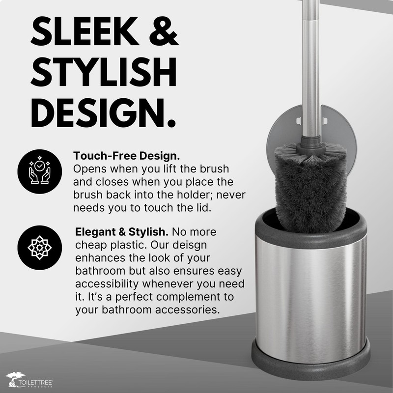 ToiletTree Products Toilet Brush with Lid - Sleek Toilet Bowl
