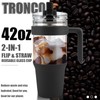 Tronco 40 oz Glass Tumbler with Handle, Leak-proof Flip Straw,