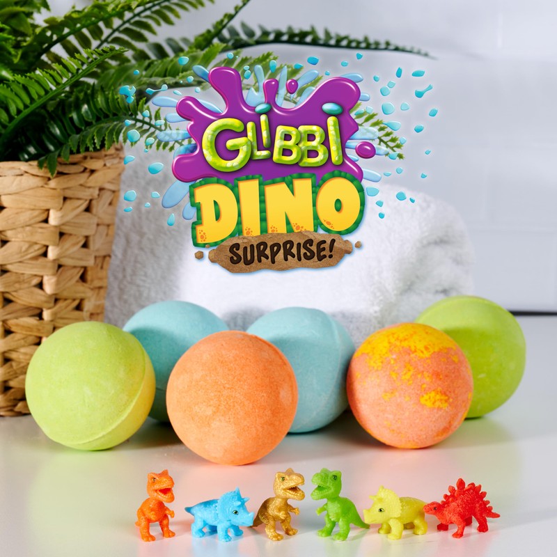 Glibbi Dino Surprise Bath Bombs Pack of 6 with Random