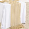 DeZerlor Champagne Cheesecloth Table Runner Boho Gauze Table Runner Rustic