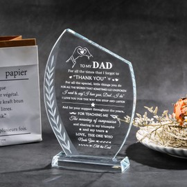 Movdyka Glass Plaque Birthday Gifts for Dad from Daughter Son Unique, Best Dad Ever To My Dad Gifts for Father on Christmas Thanksgiving Valentines Day Fathers Day