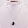 Natural Black Onyx and Rainbow Moonstone Necklace Pendant, Coffin Cabochon,