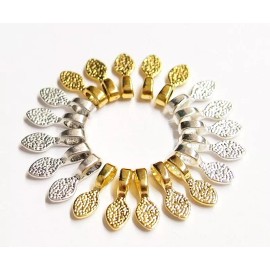 4 Colors of Small Oval Glue Bails, 5 each, 20 total 4 Cameos, Cabs, Glass, Nice