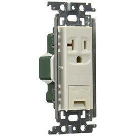 Panasonic WTF19313WK Grounding Outlet with Embedded Earth Terminal for Both 15A and 20A Use, Metal Frame, White