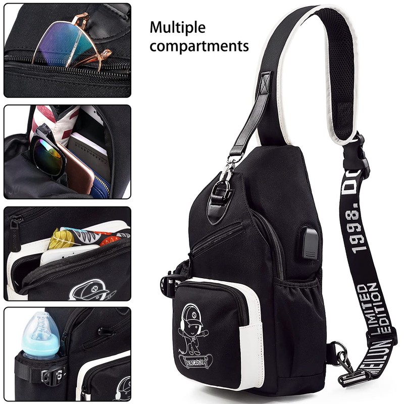 Junlion Sling Bag, Crossbody Shoulder Bag for Mens Women Multipurpose