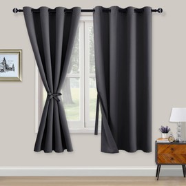 XWZO Blickdichte Vorhänge Verdunklungsvorhänge mit Ösen 2 Stücke Gardienen mit Raffhalter Lichtundurchlässige Vorhänge für Schlafzimmer,WonhzimmerBüro, 175x140 cm, Dunkelgrau
