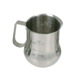 A-to-Z Supply SLMP0040 Expresso Milk Pitcher, 40 oz. Capacity, Engraved Measuring Scale, Open Rimmed, Stainless Steel, Mirror-Finish