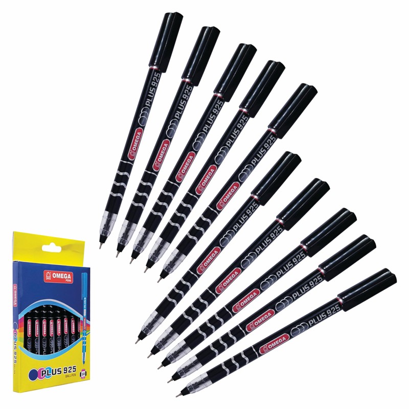 OMEGA Plus 925 Ballpoint Pens, BLACK, Fine Point (0.7 mm),
