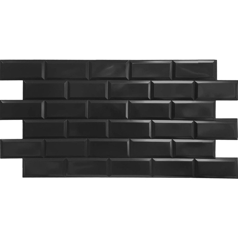 Dundee Deco Black Faux Bricks PVC 3D Wall Panel, 3.2